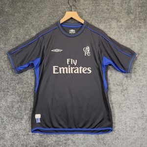 Umbro Chelsea FC Fly Emirates Vapa Tech Jersey Black Blue Size L